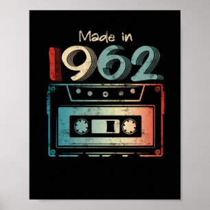 60 Birthday Gifts Year Old Made in 1962 Cassette Poster