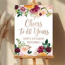 60 Birthday Sign Cheers to 60 Years Custom Birthda
