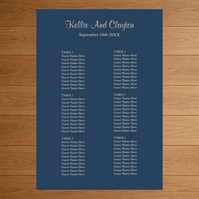 60 Classic Blue Simple Wedding Seating Chart (Creator Uploaded)