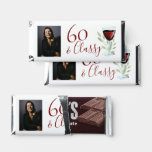 60 &amp; Classy Red Wine Glass 60th Birthday Photo Hershey Bar Favors