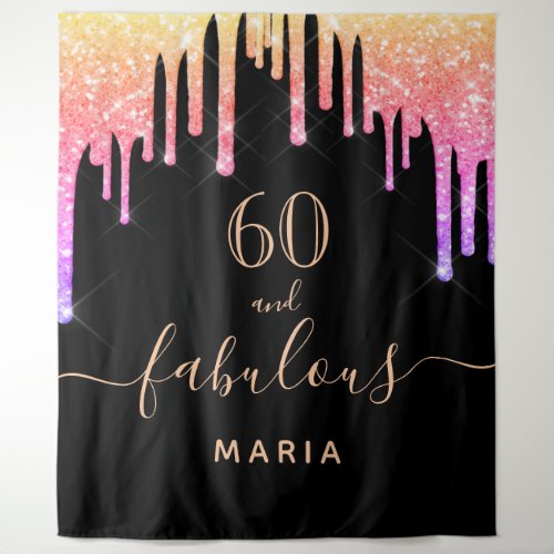 60 fabulous birthday black pink purple gold tapestry