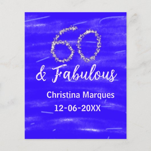 60 & fabulous birthday blue silver add name date (Front)