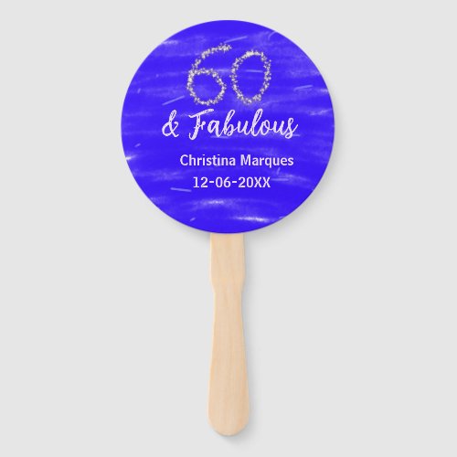 60 & fabulous birthday blue silver add name date