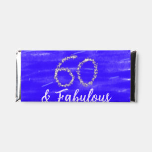 60 & fabulous birthday blue silver add name date hershey bar favors