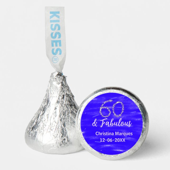60 & fabulous birthday blue silver add name date hershey®'s kisses® (Front)