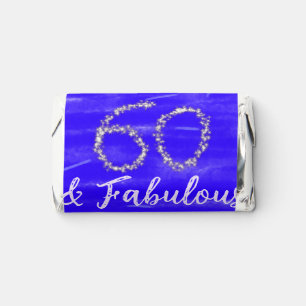 60 & fabulous birthday blue silver add name date hershey's miniatures