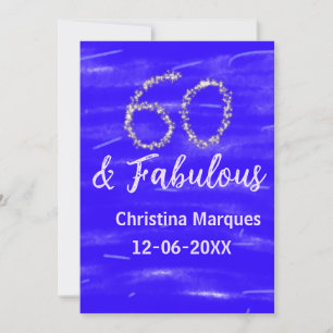 60 & fabulous birthday blue silver add name date invitation
