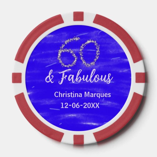 60 & fabulous birthday blue silver add name date