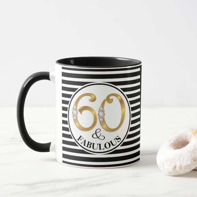 60 & Fabulous Birthday Cup/Mug Mug (With Donut)