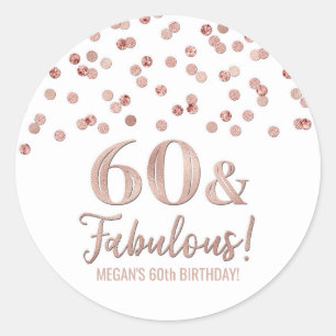 60 & Fabulous Birthday Gold Pink Confetti Classic Round Sticker
