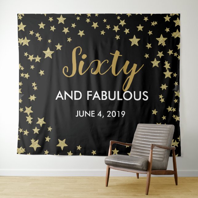 60 & Fabulous birthday Photo Booth backdrop banner (In Situ (Horizontal))