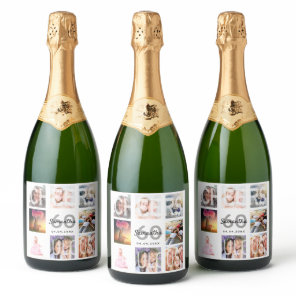 60 fabulous birthday photo collage white sparkling wine label
