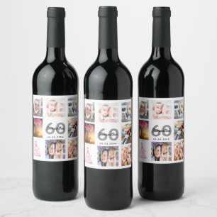 60 fabulous birthday photo collage white wine label