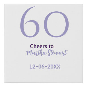 60 & fabulous birthday purple bold name date styli faux canvas print
