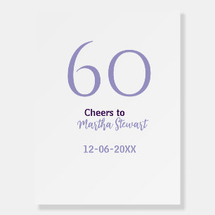 60 & fabulous birthday purple bold name date styli foam board