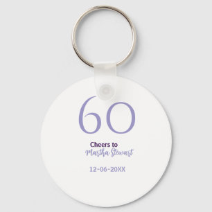 60 & fabulous birthday purple bold name date styli keychain