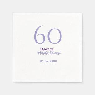 60 & fabulous birthday purple bold name date styli napkins