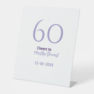 60 & fabulous birthday purple bold name date styli pedestal sign