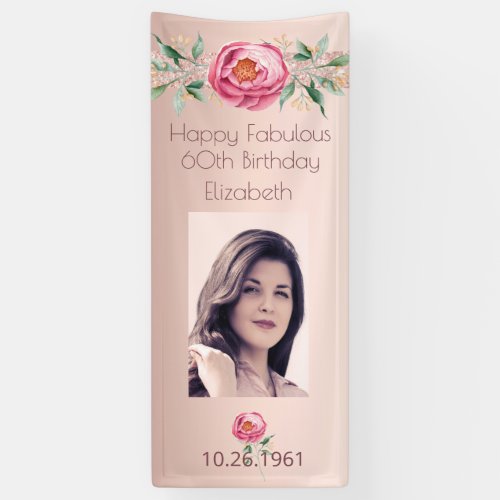 60 Fabulous birthday rose gold glitter drips photo Banner