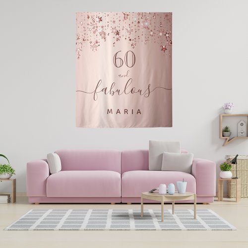 60 fabulous birthday rose gold stars name tapestry