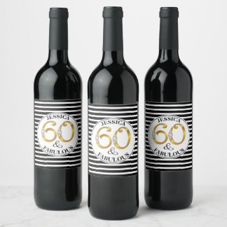 60 & Fabulous Birthday Wine Label