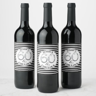 60 & Fabulous Birthday Wine Label
