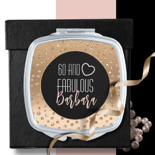 60 Fabulous Black Blush Gold Sparkle Feminine Compact Mirror