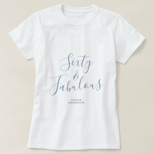 60 Fabulous Blue Custom Name 60th Birthday Gift T-Shirt