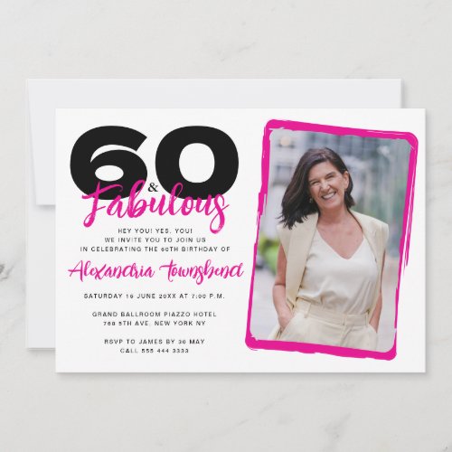 60 & Fabulous Bold Girly Photo 60th Birthday