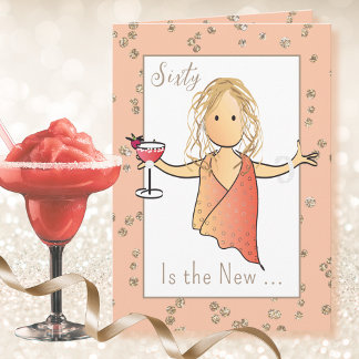 60 Fabulous Cartoon Margarita Funny 60th Birthday Card