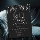 60 Fabulous Dripping Glitter Black 60th Birthday Invitation<br><div class="desc">Need 60 birthday party ideas for women? This glamorous "60 and fabulous" black invitation with dripping glitter and the word "Sixty" in modern calligraphy and a rhinestone effect is modern, elegant, glam and chic for a fabulous 60th birthday party. 60 and fabulous is truly fab. A timeless design for a...</div>