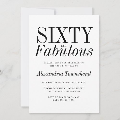 60 & Fabulous Elegant Typography 60th Birthday