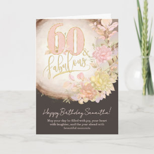 60 & Fabulous Floral Photo Personalized Birthday  Card