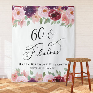 60 Fabulous Floral Watercolor Birthday Party Tapestry