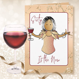 60 Fabulous Glitter Sparkle Wine 60th Birthday Card