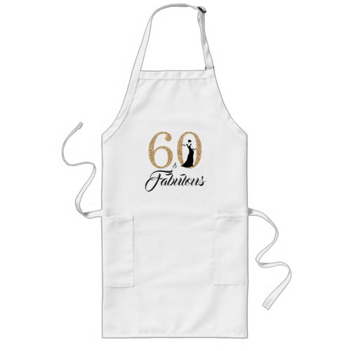 60 Fabulous Gold Glitter 60th Birthday Party Gift Long Apron