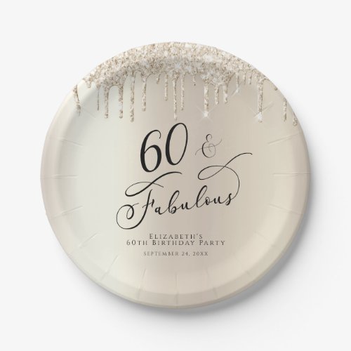 60 Fabulous Gold Glitter Custom Birthday Party Paper Plates
