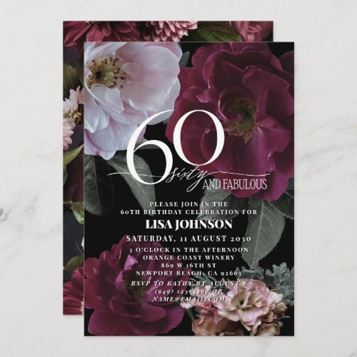 60  Fabulous Modern Dark Moody Burgundy Pink Invitation