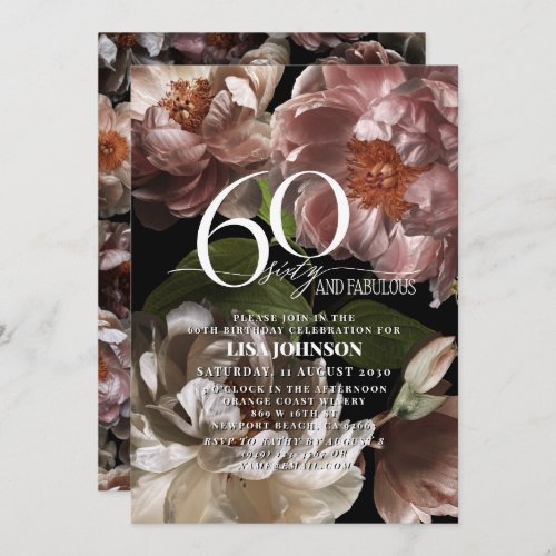 60  Fabulous Modern Dark Moody Pink Floral Invitation