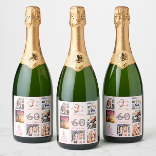 60 fabulous rose gold photo collage sparkling wine label