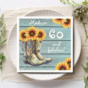 60 Fabulous Rustic Country Sunflower Boots Custom Napkins