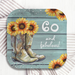 60 Fabulous Rustic Country Sunflower Boots Custom Paper Plates