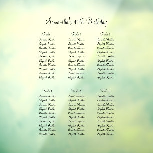 60 Guests at 6 Tables Modern Elegant Calligraphy Window Cling