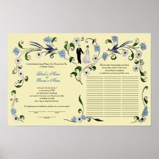 60 guests Quaker Wedding in summer - blue, ivory Poster
