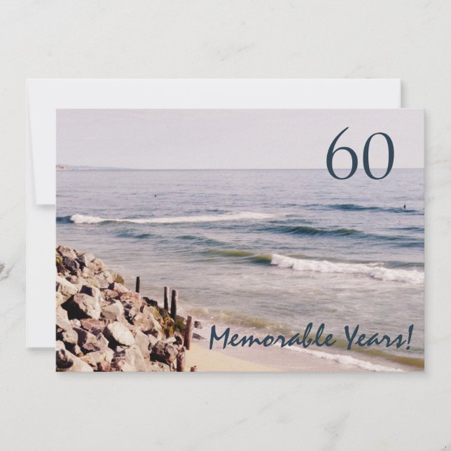 60 Memorable Years/Birthday Party-Ocean Invitation (Front)