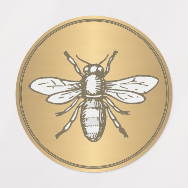60 Mini Gold Bee Honey Packaging Labels .75"  (Design 1)