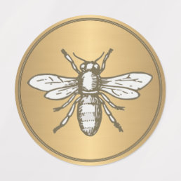 60 Mini Gold Bee Packaging Labels .75&quot;