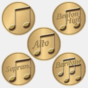 60 Mini Metallic Gold Music School Labels