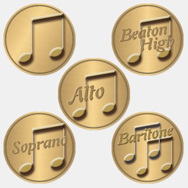 60 Mini Metallic Gold Music School Labels  (Group)