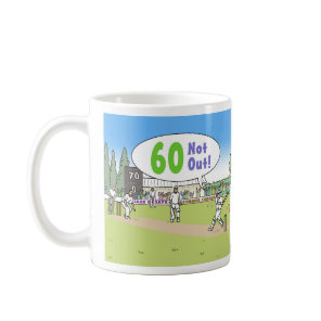 60 Not Out Cricket Theme. 60th Birthday Coffee Mug